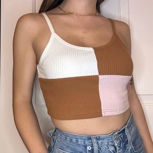 Strawberry chocolate milk 4 tone color block cami tank top